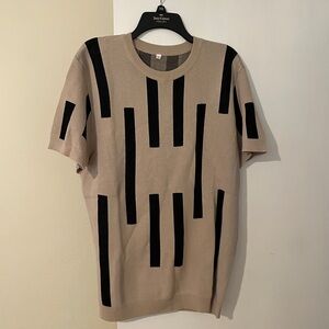 Tan and Black Graphic Men's Shirt